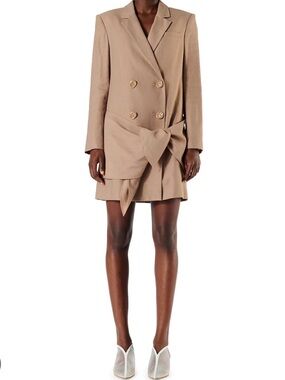 NWT TIBI Double-Breasted Blazer Dress with Knot Detail